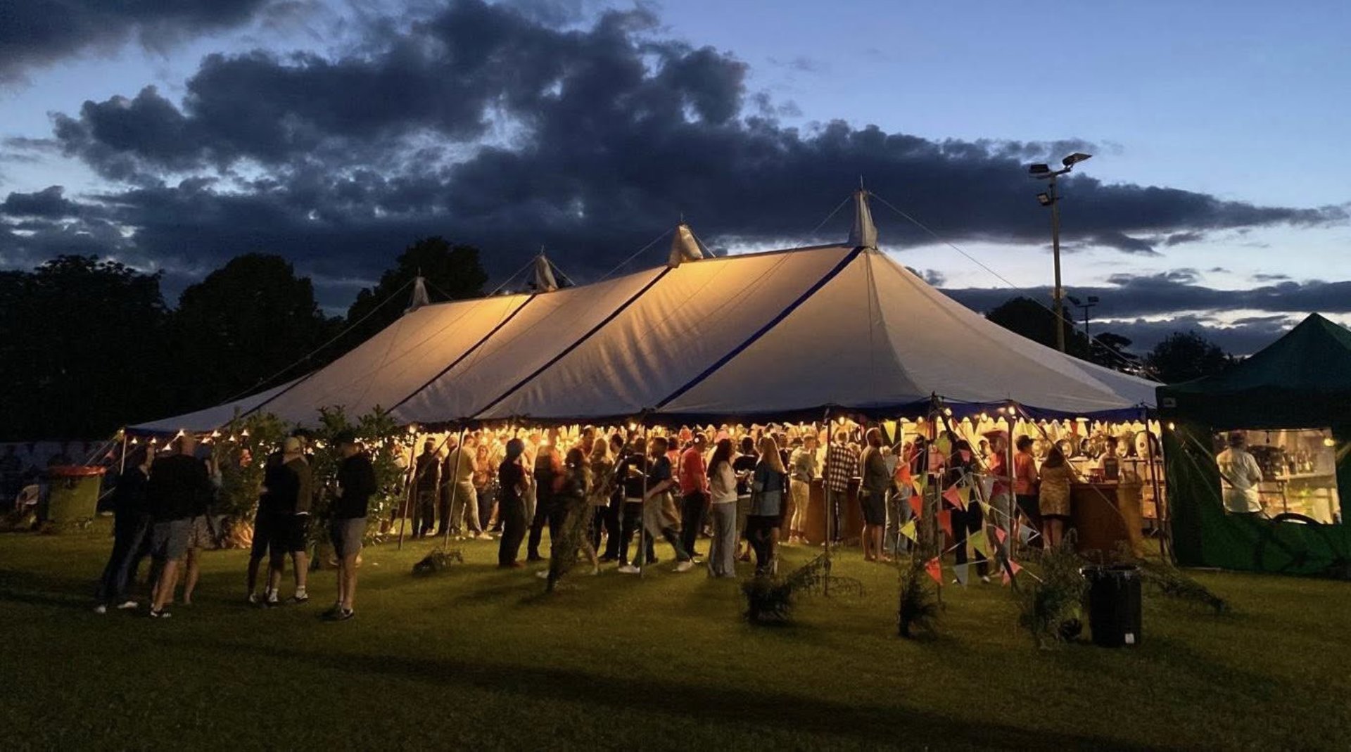 The beer tent at dusk
